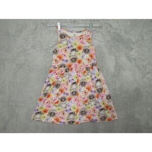 H&M Girls Dress 6X 7 Cat Floral Print Sleeveless Fit & Flare 100% Cotton